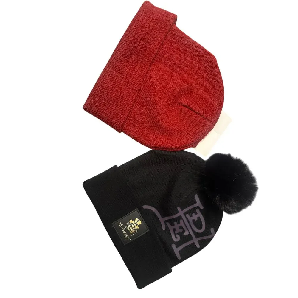 Ed Hardy 2 pack winter beanie hats, Red and Black unisex, new with tags